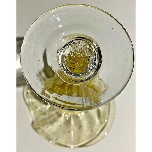 VTG Saba Bio French Art Glass Candlestick 7" Bubble Clear Yellow Open Flower 7" - Picture 10 of 15